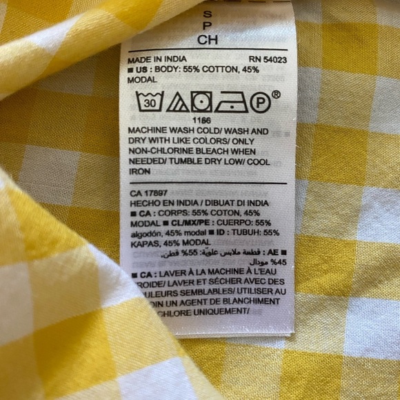 OLD NAVY Yellow Gingham Button Down Short Sleeve Shirt Small - Picture 14 of 14